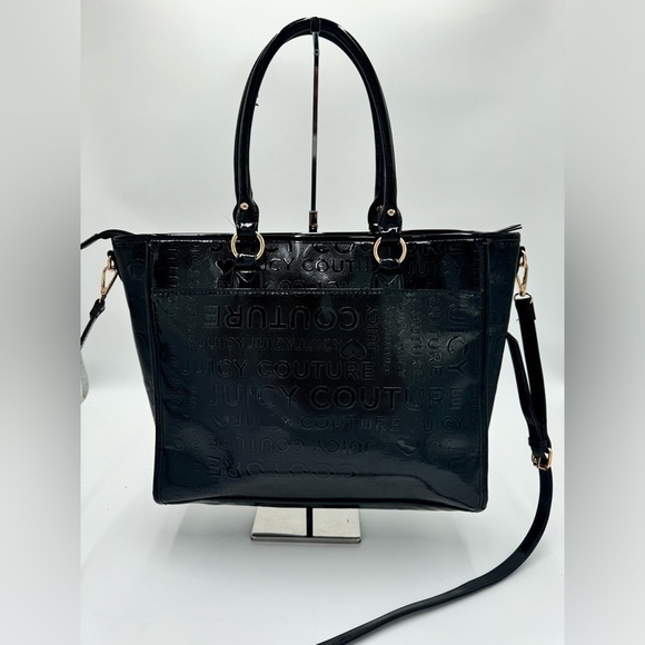 Juicy Couture Black Embossed Logo Tote Bag with Gold Hardware - Picture 3 of 11